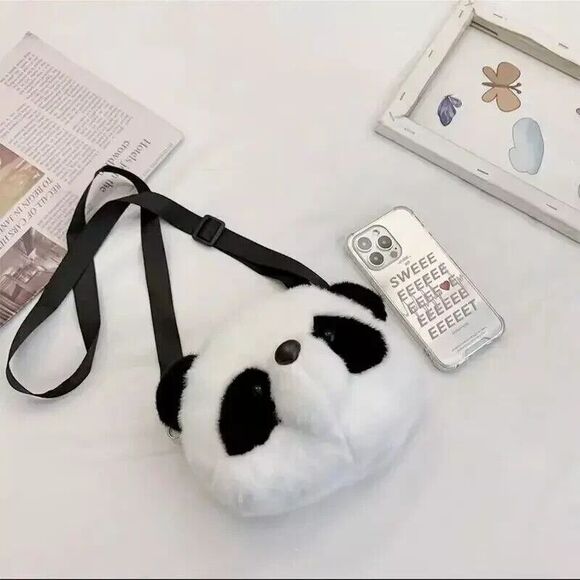 Cute Plush Crossbody Panda Bag Shoulder Wallet Stuffed Animal NWT - Picture 2 of 5